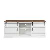 Farmhouse Sliding white Barn Door TV Stand for 80 inch TV Stands, Open Storage Cabinet for Living Room Bedroom