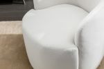 Velvet Fabric Swivel Accent Armchair Barrel Chair With Black Powder Coating Metal Ring; White