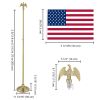6FT Golden Telescoping Al Flag Pole With US Flag & Eagle