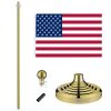 6FT Golden Telescoping Al Flag Pole With US Flag & Ball