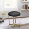 17" Black Faux Leather Tufted Mid Century Accent Chair