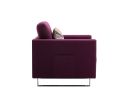 Victoria Purple Linen Fabric Armchair with Metal Legs; Side Pockets; and Pillow