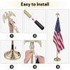 6FT Golden Telescoping Al Flag Pole With US Flag & Eagle
