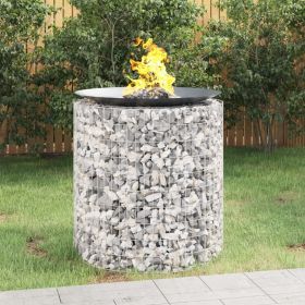 Gabion Fire Pit âˆšÃ² 39.4" Galvanized Iron (Color: Silver)
